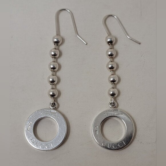 Gucci Women's Boucle Drop Earrings Sterling Silver 925 Italy 2.25" - Picture 6 of 15